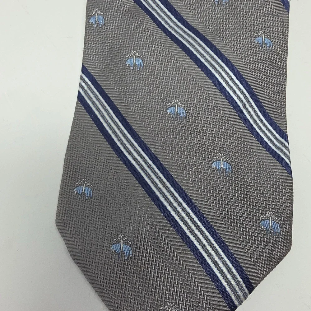 Brooks Brothers Tie Mens Gray Blue Striped Silk Woven Classic Designer